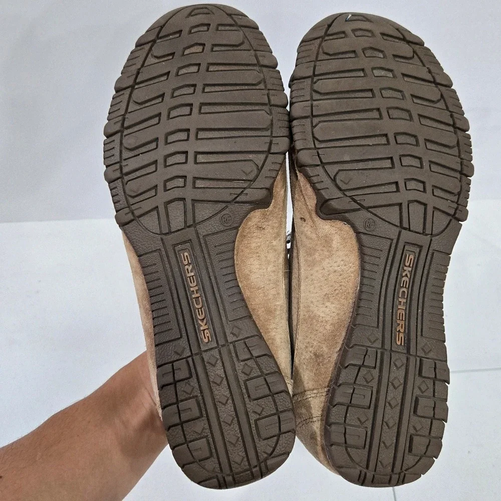 Skechers Relaxed Fit Memory Foam Tan Suede Sneakers Shoes 49336 Womens 10